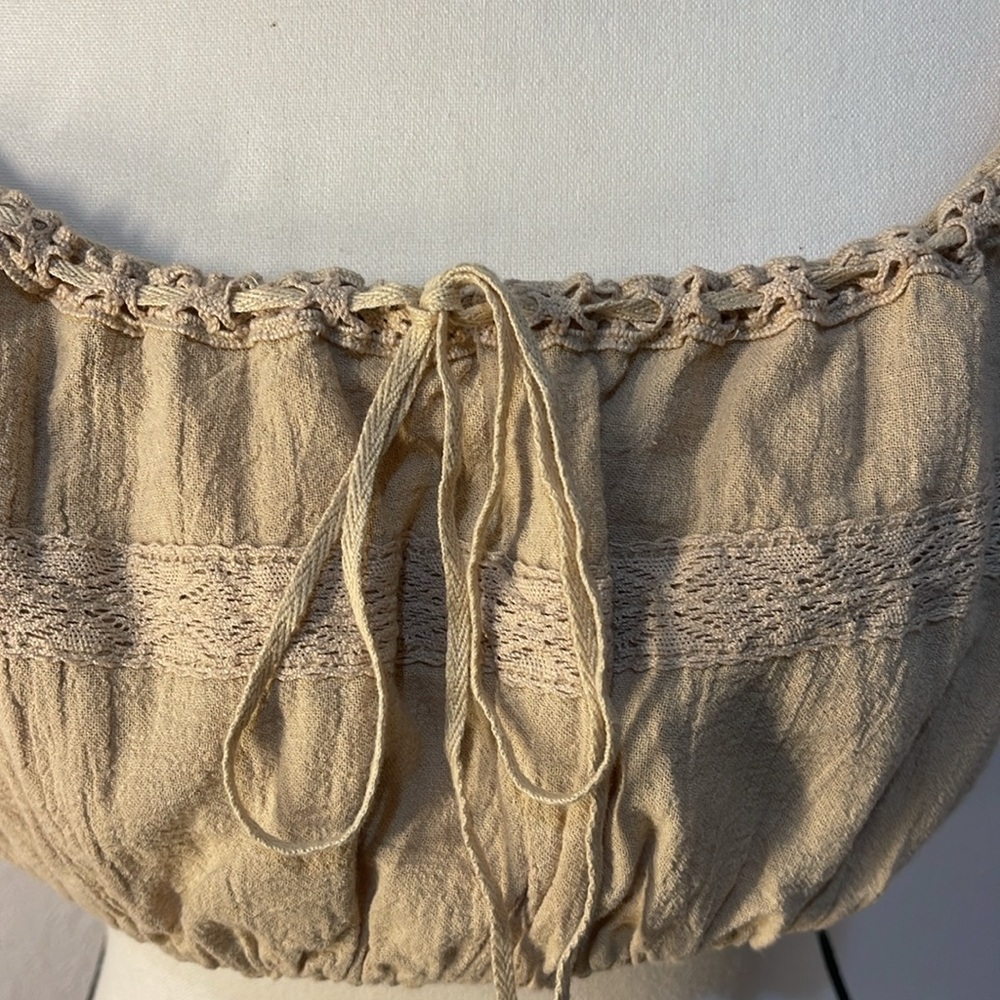 FREE People Ethereal Cream Boho Cropped Top New With Tags Size Medium - Picture 6 of 9